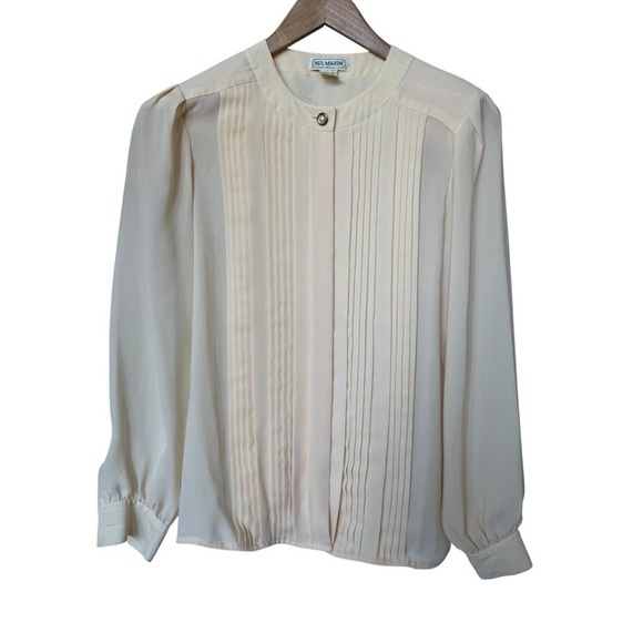Neil Martin Tops - VINTAGE! Neil Martin Women's 8 Butter Yellow Pleated Long Sleeve Blouse Casual